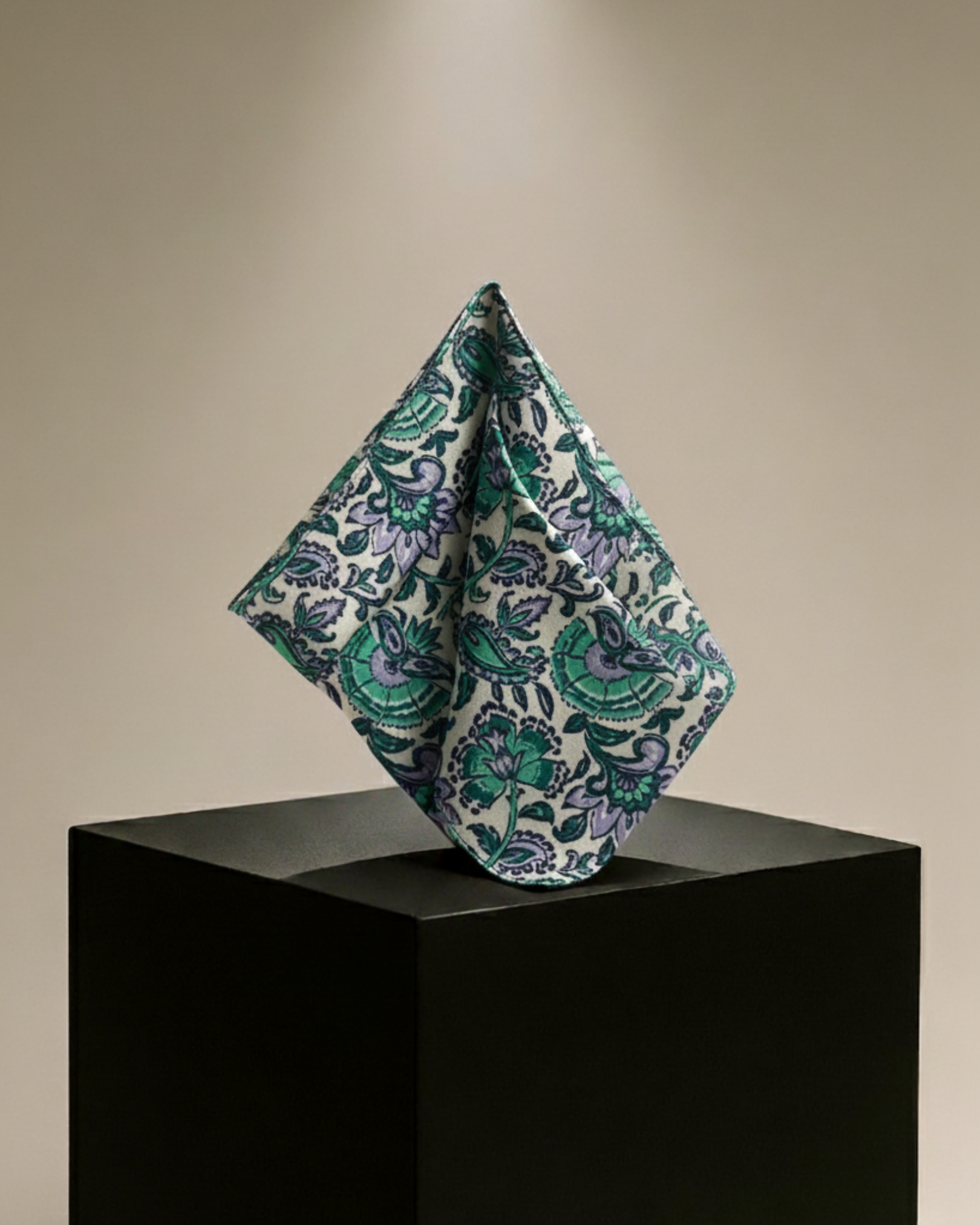 EMERALD BLOOM PAISLEY POCKET SQUARE (13 - 13 INCHES)