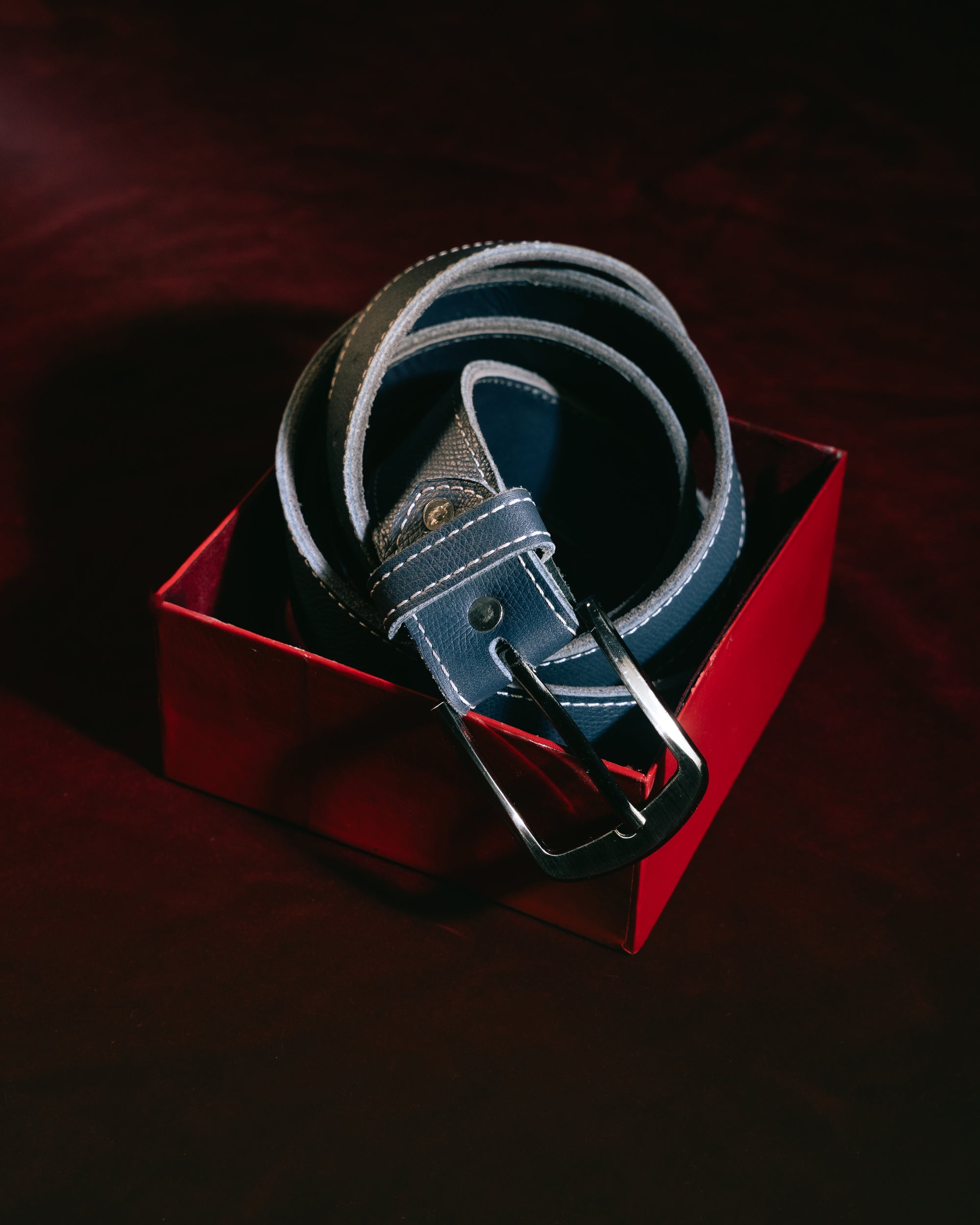 Navy Blue Textured Belt