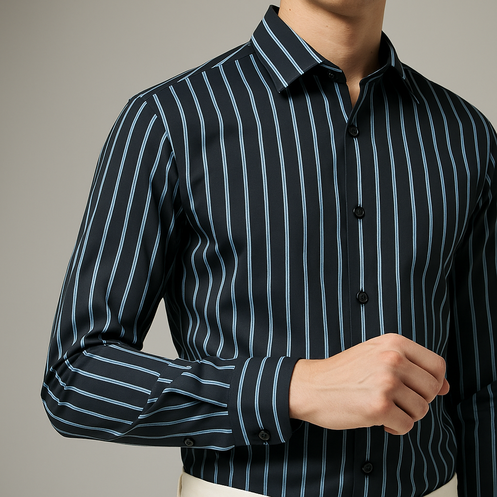 Black Lined Button Down Shirt