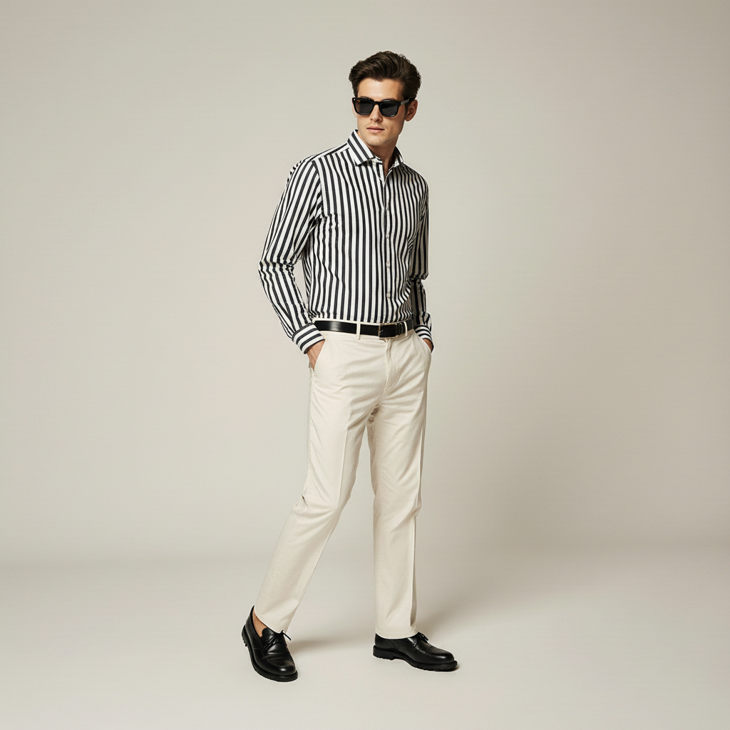 Black Stirped Button Down