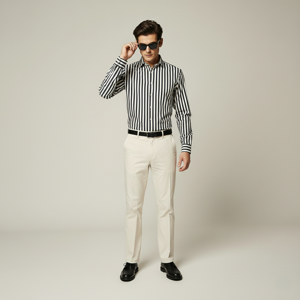 Black Stirped Button Down