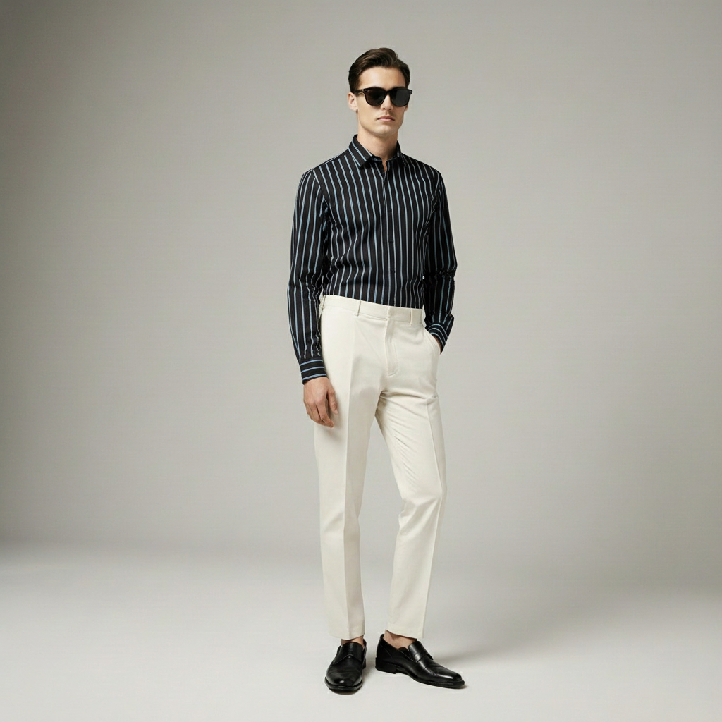 Black Lined Button Down Shirt