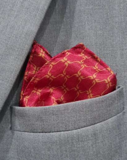 CRIMSON LATTICE POCKET SQUARE (13 - 13 INCHES)