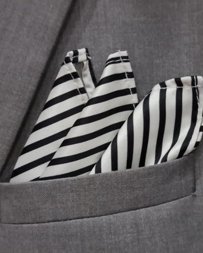 MONOCHROME STRIPE POCKET SQUARE (13 - 13 INCHES)