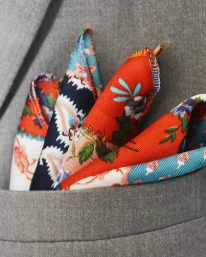FLORAL AND PAISLEY COLLAGE DESIGN POCKET SQUAR (13 - 13 INCHES)