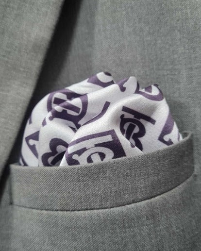 GRAY BASE WITH REPEAT PATTERN POCKET SQUARE (13 - 13 INCHES)