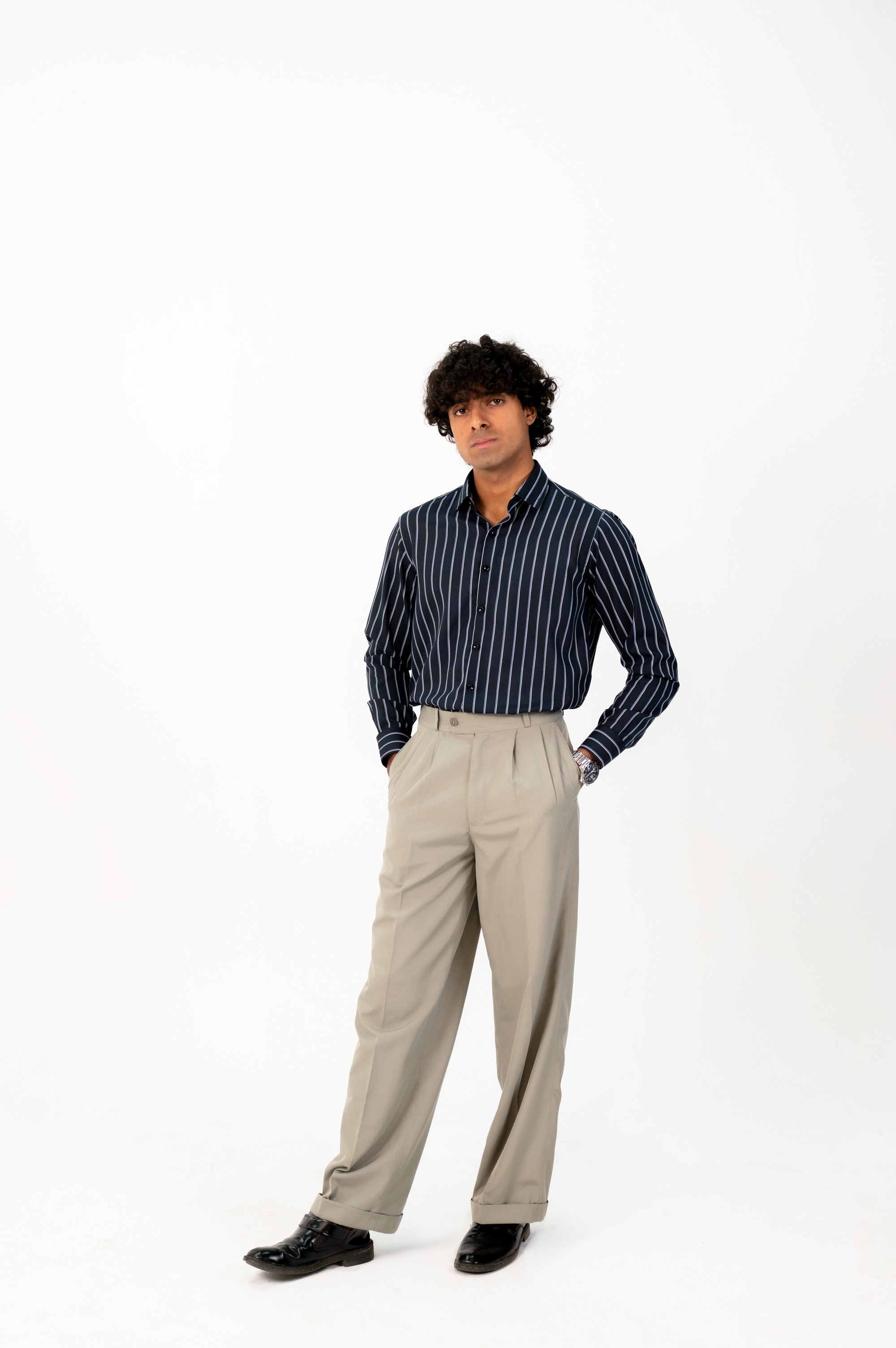 Black Lined Button Down Shirt