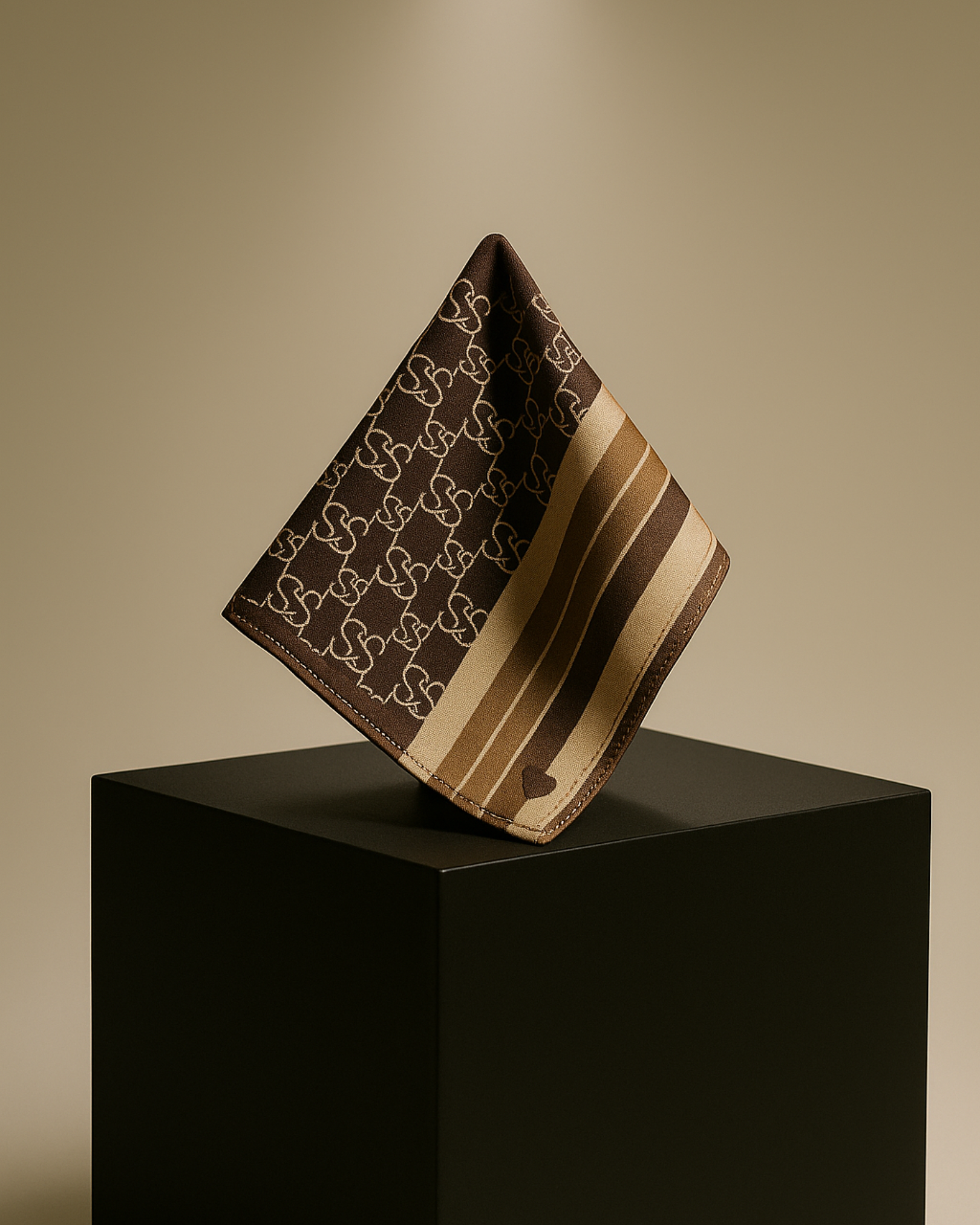 HERITAGE MOCHA MONOGRAM POCKET SQUARE (13 - 13 INCHES)