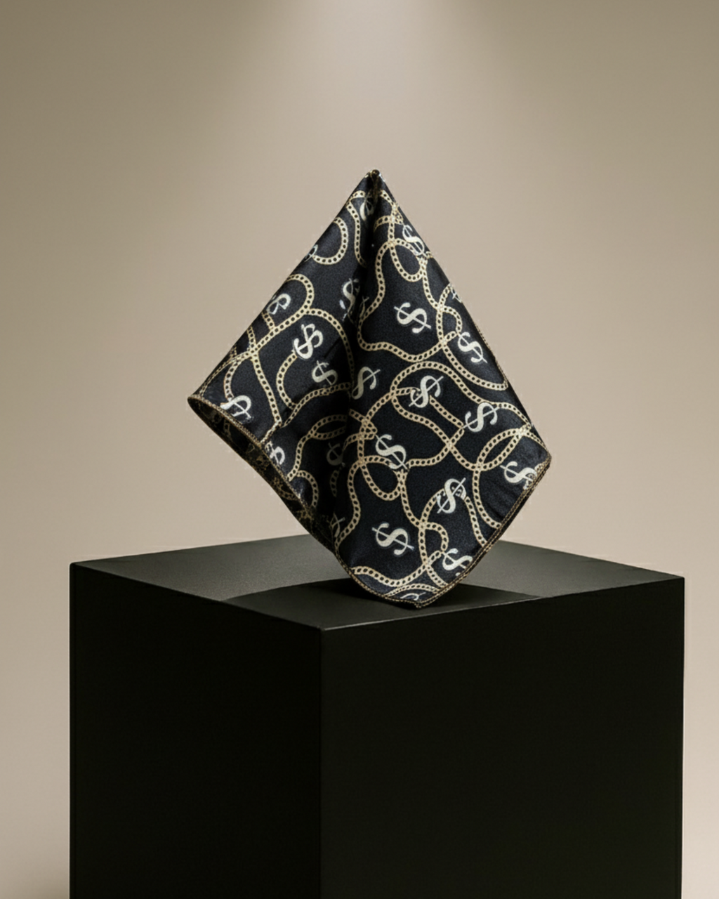 MIDNIGHT CHAIN MONOGRAM POCKET SQUARE (13 - 13 INCHES)