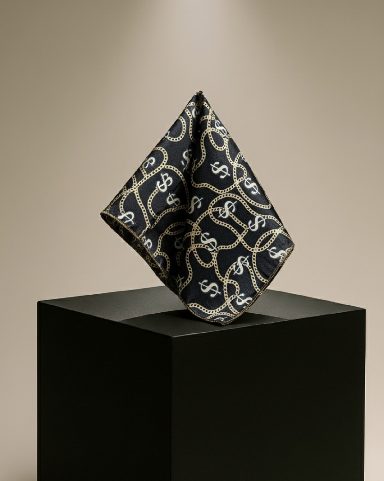 MIDNIGHT CHAIN MONOGRAM POCKET SQUARE (13 - 13 INCHES)