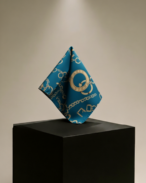 AZURE CHAIN POCKET SQUARE (13 - 13 INCHES)