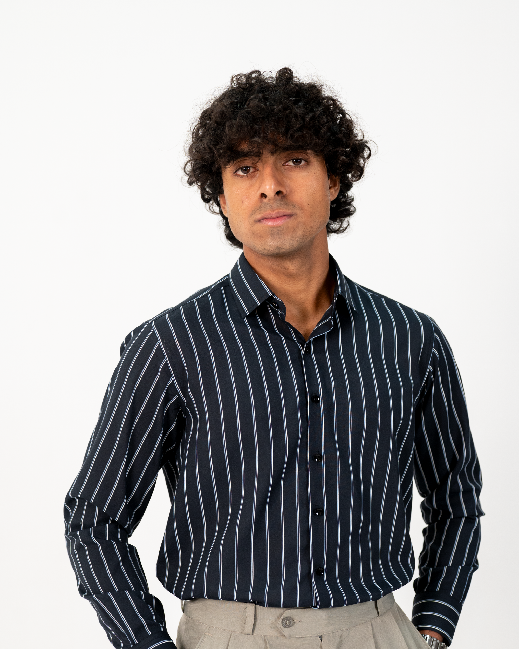 Black Lined Button Down Shirt