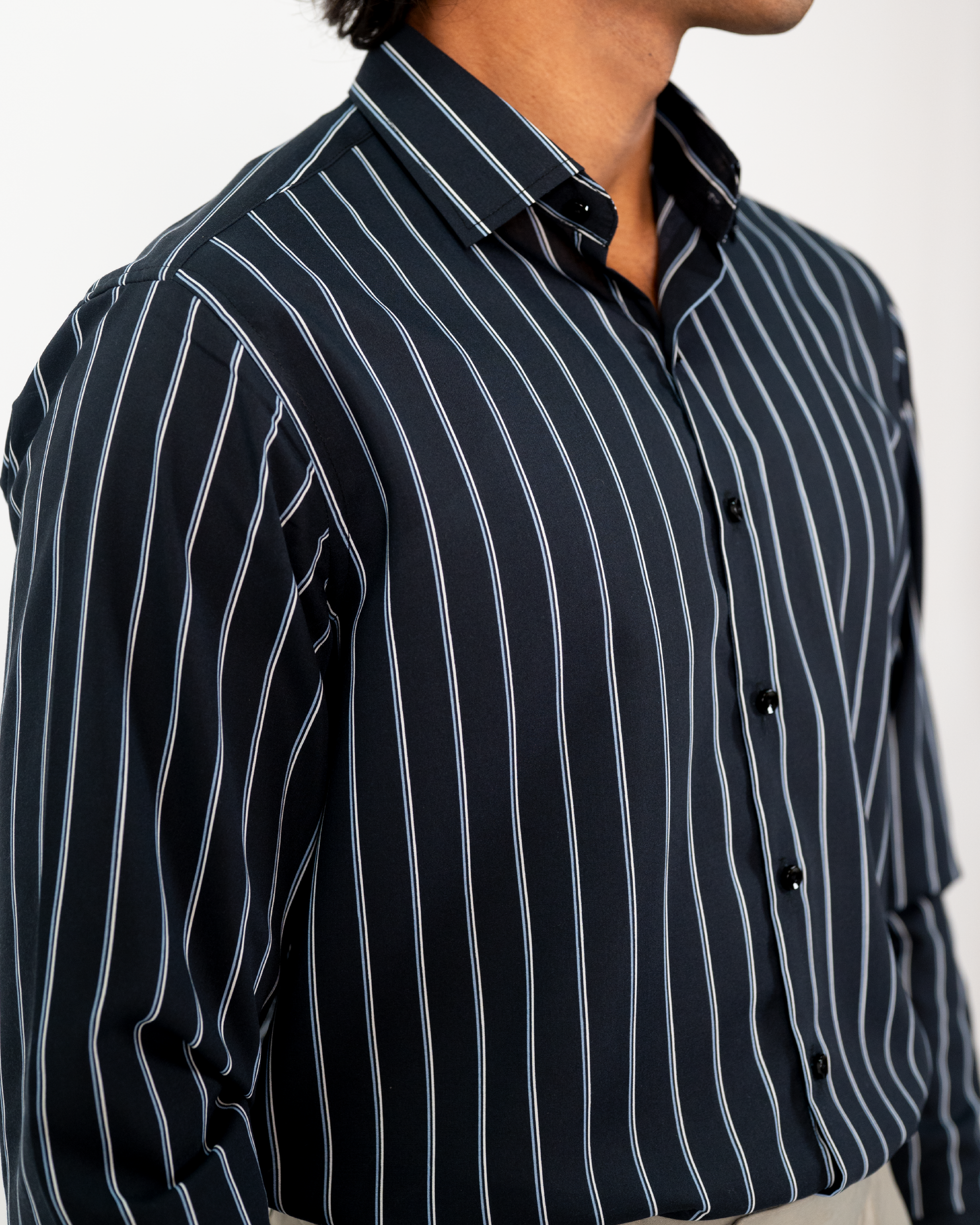 Black Lined Button Down Shirt