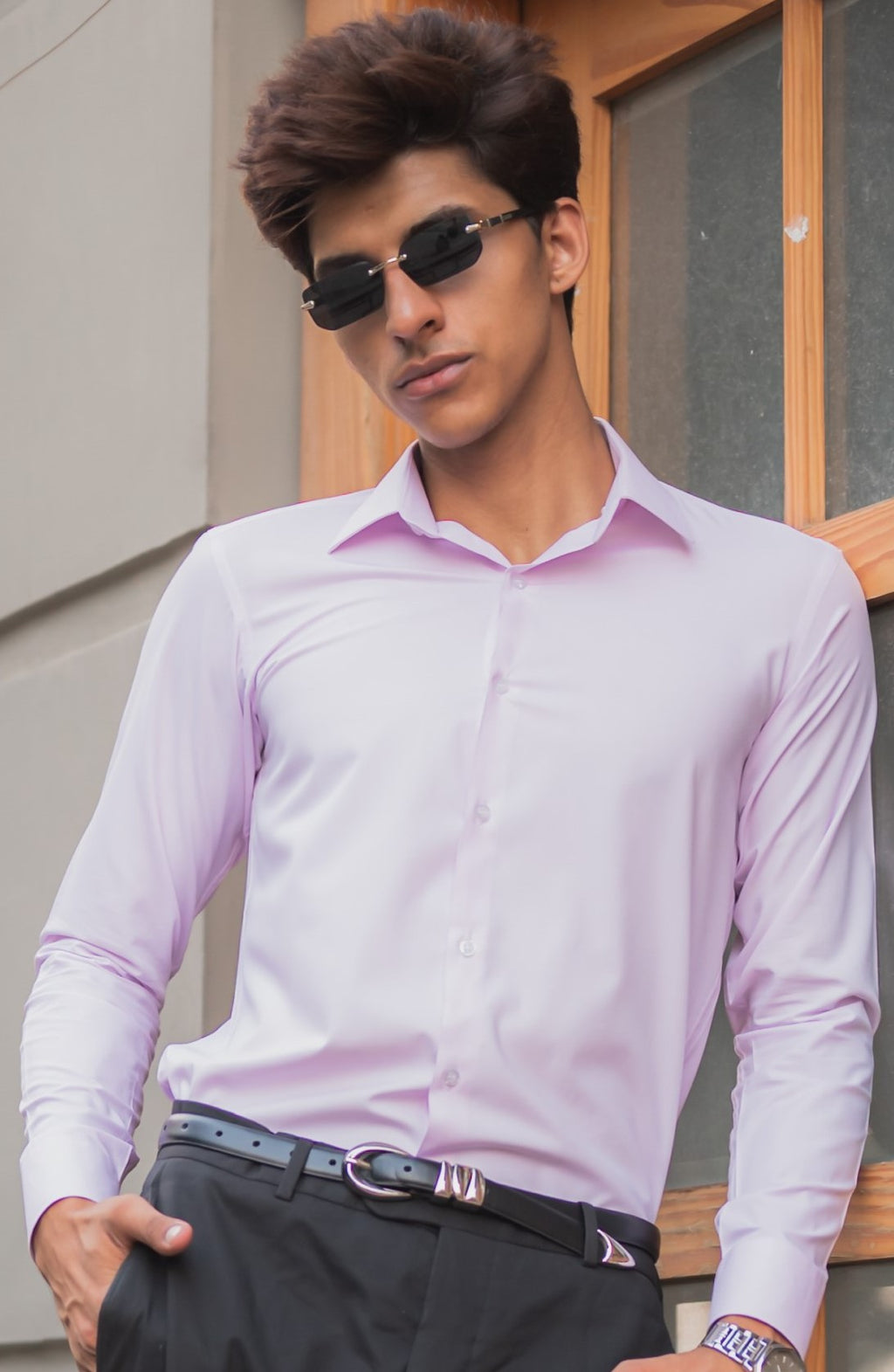 Baby Pink Textured Shirt