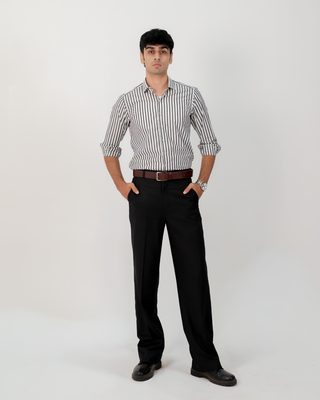 Black Stirped Button Down