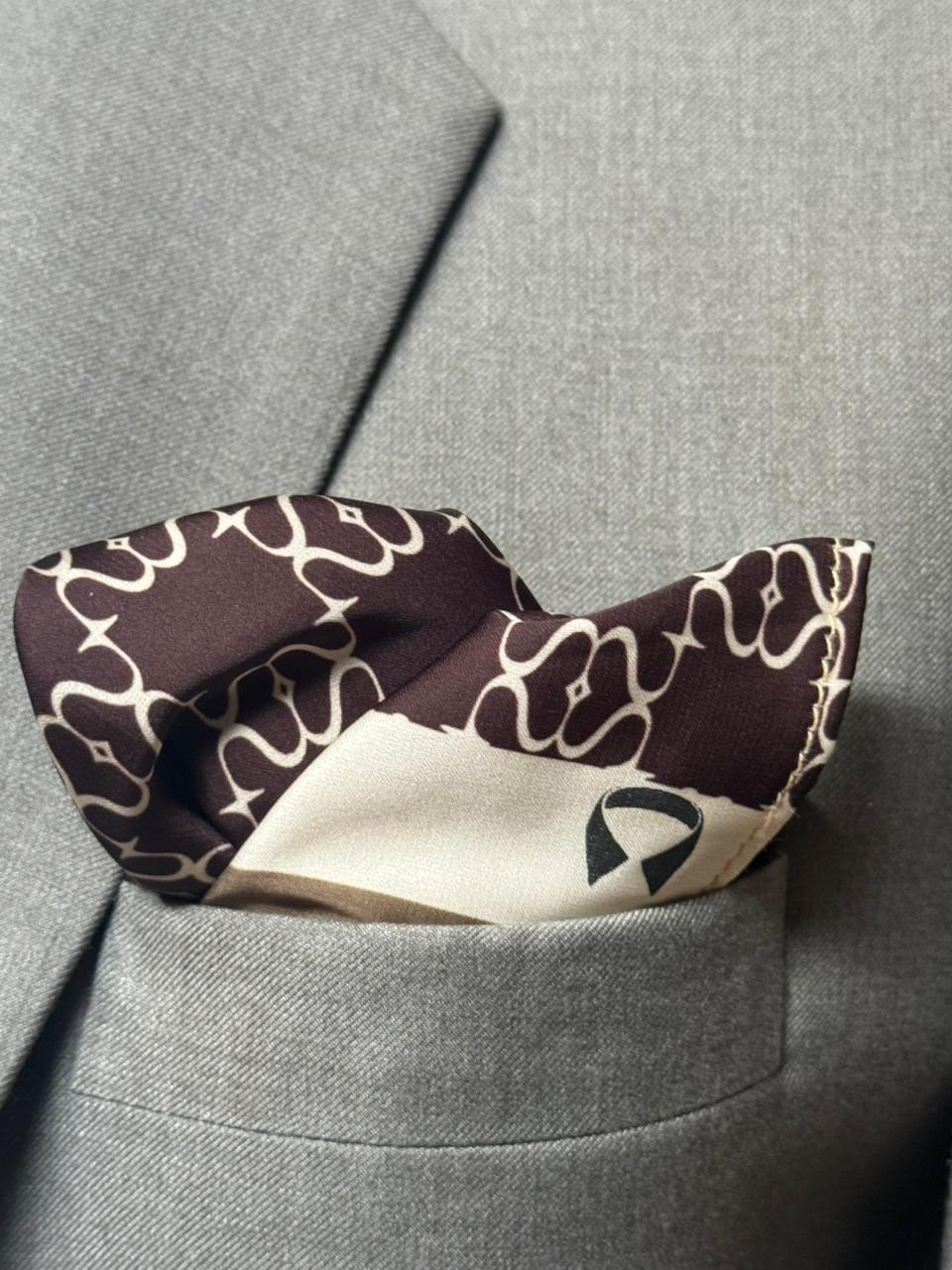HERITAGE MOCHA MONOGRAM POCKET SQUARE (13 - 13 INCHES)