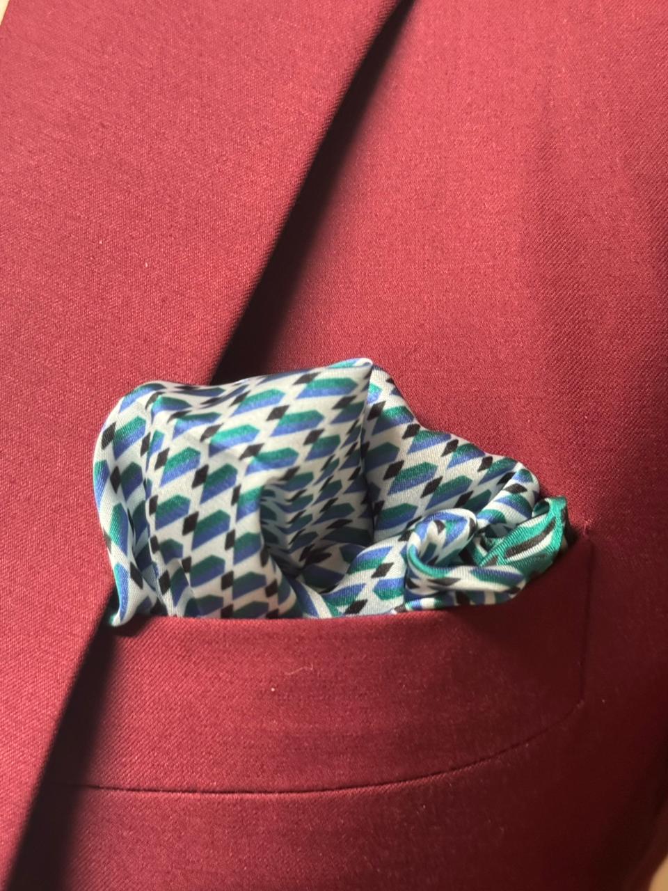 VERDANT GEOMETRY VINTAGE POCKET SQUARE (13 - 13 INCHES)