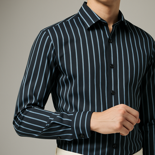Black Lined Button Down Shirt