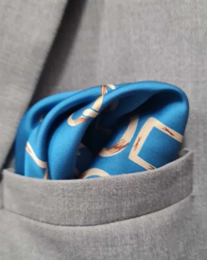 AZURE CHAIN POCKET SQUARE (13 - 13 INCHES)